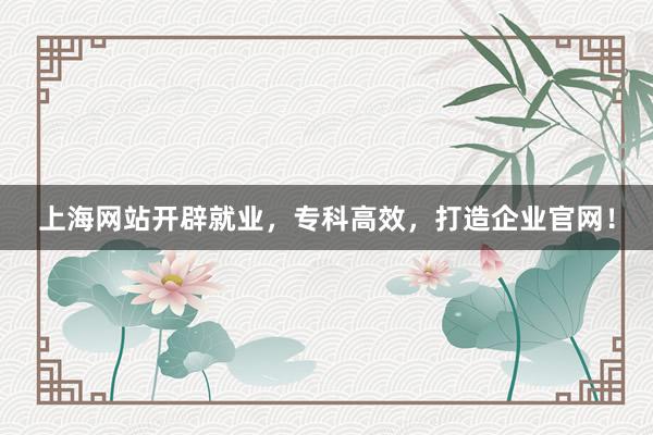 上海网站开辟就业，专科高效，打造企业官网！